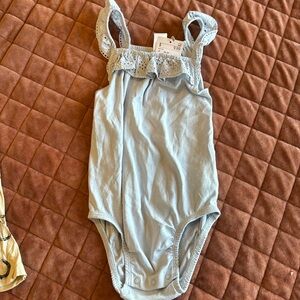 H&M tank bodysuit sky blue color eyelet cotton detail 2t